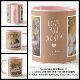 Taza Tía Tía Te Amo Fotos Moderno Marrón C84 Blanco