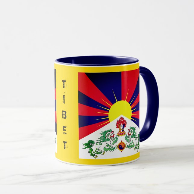 Taza Tibet, Leones de nieve, bandera tibetana - Los Him (Anverso derecho)