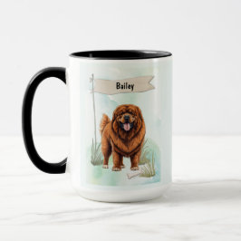 Taza Tibetan Mastiff Watercolor Personalized Dog