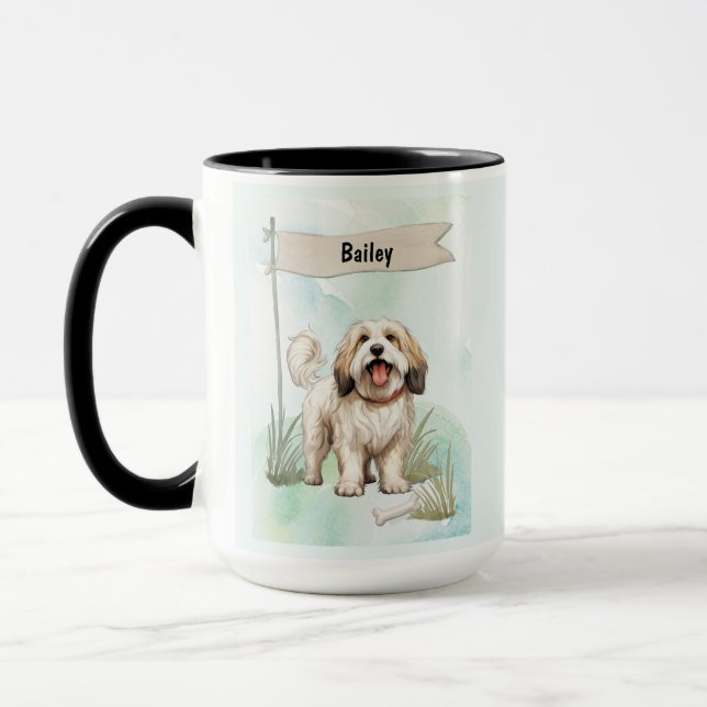 Taza Tibetan Terrier Watercolor Personalized Dog (Izquierda)