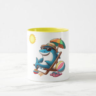 Taza Tiburón personalizado lindo costero/playa