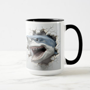 Taza Tiburón saliendo de una pared rota