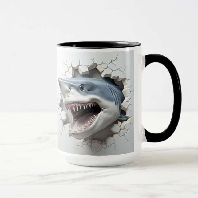 Taza Tiburón saliendo de una pared rota (Derecha)