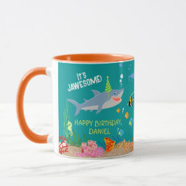 Taza Tiburón sonriente bajo el mar niño Partido Cumplea