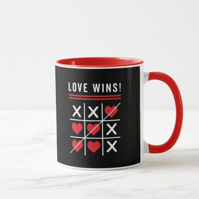 Taza Tic Tac Toe Love gana El día de San Valentín de cu (Derecha)