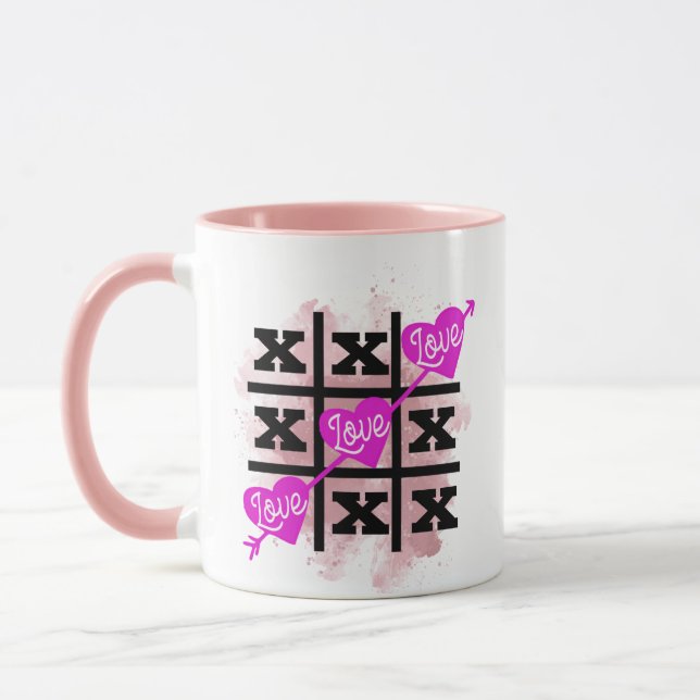 Taza Tic Tac Toe valentines Hearts Gift (Izquierda)