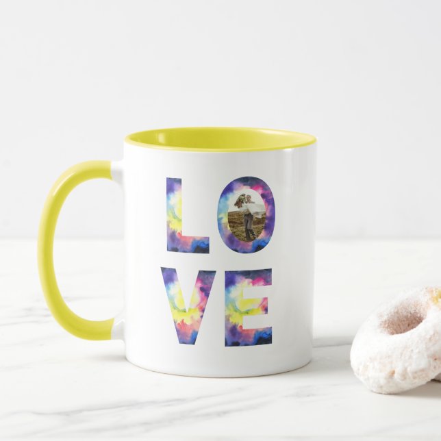 Taza Tie Dye Photo Love Mug (Con donut)