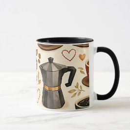 Taza Tiempo de Café Acogedor - Patrón Continuo Estético