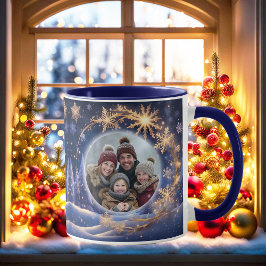 Taza Tiempo de Navidades mágicos - copos de nieve dorad