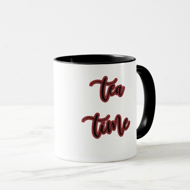 Taza Tiempo de té de escritura roja de Borgoña (Anverso derecho)