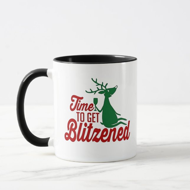 Taza Tiempo para ser Blitzeneado Reno de Navidad  (Izquierda)
