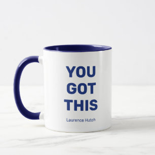 Taza Tienes este mínimo azul y blanco personalizado