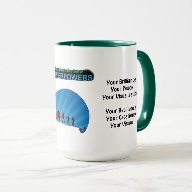 Taza ¡Tienes las nuevas superpotencias! 15 oz Mugs v2 (Anverso derecho)