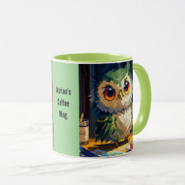 Taza Tierno búho con pinceladas de acrílico y cuchillo 