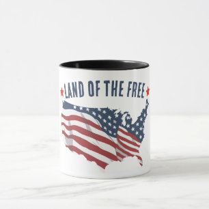 Taza Tierra de Libres - Silueta del Mapa de la Bandera 