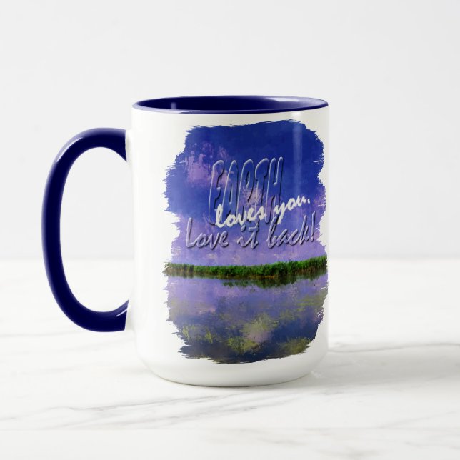 Taza Tierra nuestro hogar azul cielo de verano y agua (Izquierda)