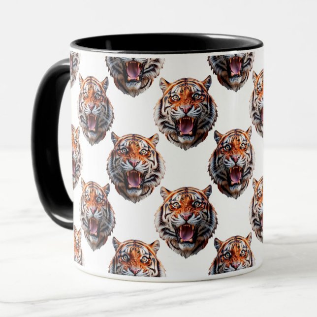 Taza Tiger Head Pattern Design - White   (Subido por el creador)