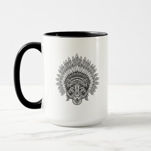 Taza Tigre dibujado mano en estilo (Izquierda)