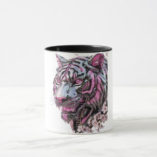 Taza Tigre Mecha Cibernético: Futurista Neon Rosa & Sak