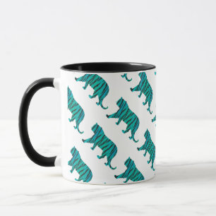 Taza Tigre negro e impresión Verde azulada