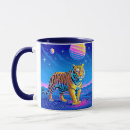 Taza Tigre puissant dans un paysage cosmique. 