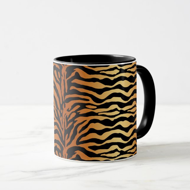 Taza Tigre tira impresión animal, ámbar, negro y tan (Anverso derecho)