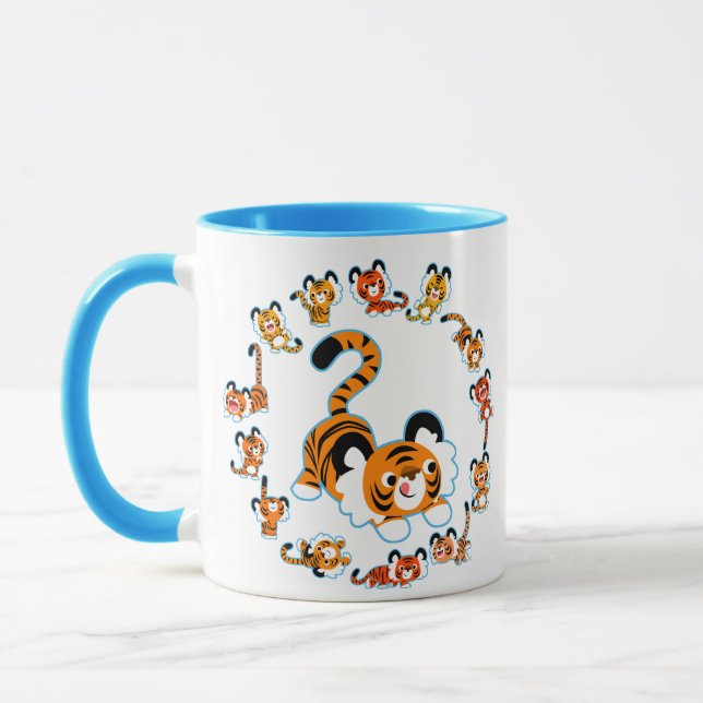 Taza Tigres de Personalizado lindo Mandala (azul) Mug (Izquierda)