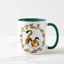 Tigres de Personalizado lindo Mandala (verde) Mug