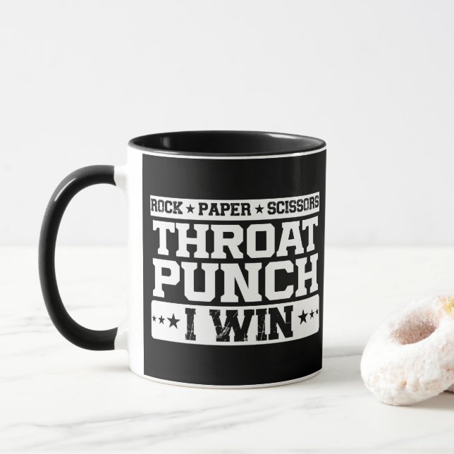 Taza Tijeras de papel de roca tiburón gano una cita de  (Con donut)