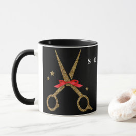 Taza Tijeras purpurinas doradas - Estilista de peluquer