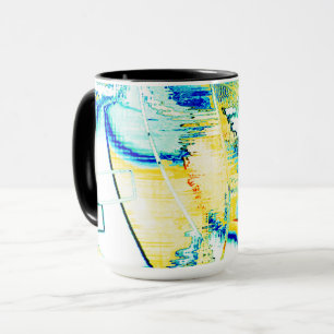 Taza Tinta deslizada no, imagen con mancha amarilla, az