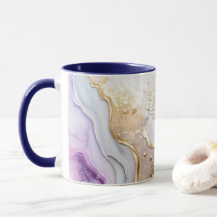 Taza Tinte Alcohol Lavado Acuarela Dorado Azul Púrpura