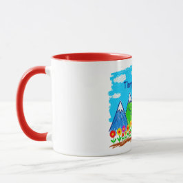 Taza Tiny Explorer Stick Figure Hiking Illustration