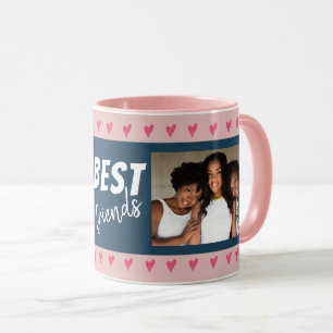 Taza Tipografía 2 Foto Corazones Rosados Modernos Mejor
