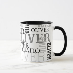 Taza Tipografía angustiada en blanco y negro