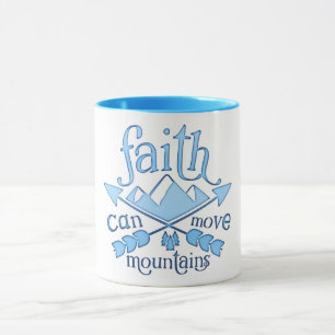 Taza Tipografía Azul La Fe Mueve Montañas