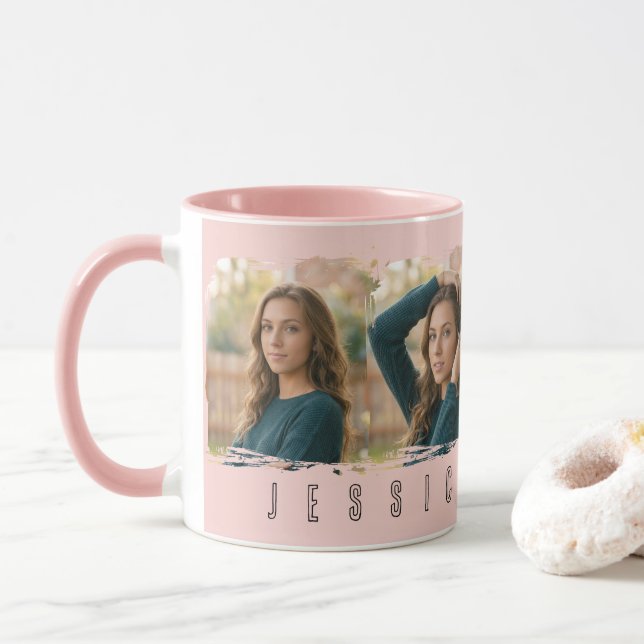 Taza Tipografía Collage de Joven Muchacha (Con donut)