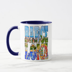 Taza Tipografía colorida de la foto de Barcelona Espa