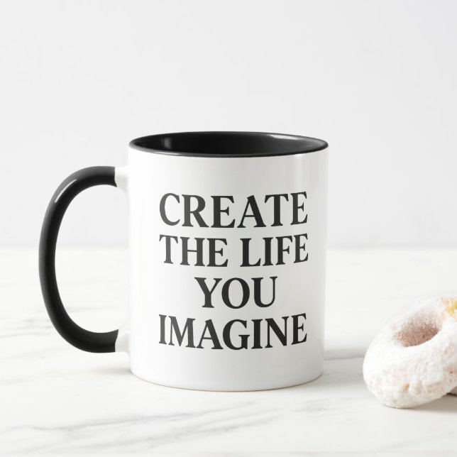 Taza Tipografía: Crea la vida que imaginas (Con donut)