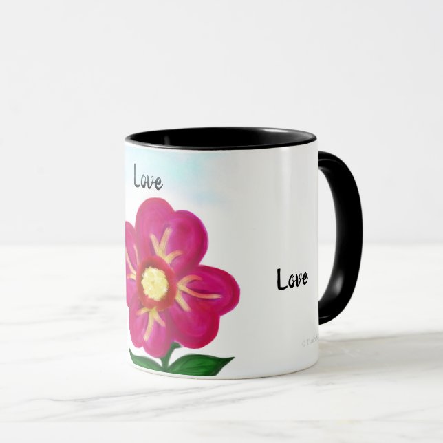 Taza Tipografía de amor floral rosa brillante (Anverso derecho)