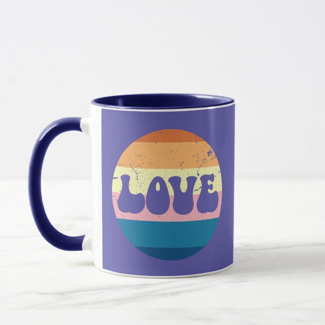 Taza Tipografía De Amor Retro En Estrellas De Amanecer  (Izquierda)