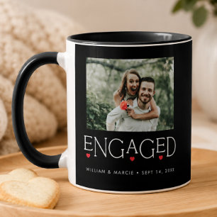Taza Tipografía de Corazón Comprometido Foto Negra