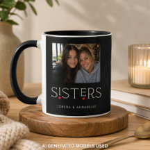 Tipografía de corazón de hermanas Foto negra