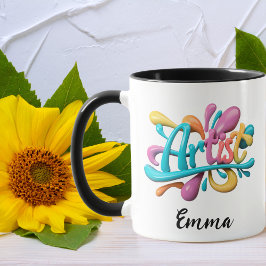 Taza Tipografía de escritura artística, colorida, moder