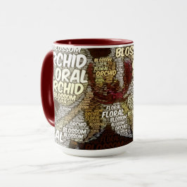 Taza Tipografía de flores de orquídeas sobre Marsala