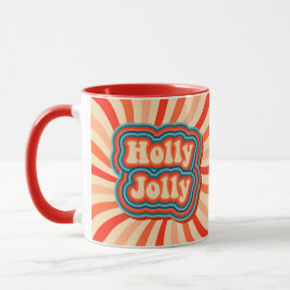 Taza Tipografía de Holly Jolly Navidades Retro