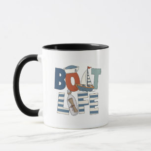 Taza Tipografía de la vida retro en barco Marina náutic