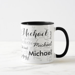Taza tipografía de nombre personalizado negro / blanco