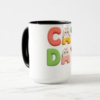Taza Tipografía del Día del Gato Colorido con Letras de