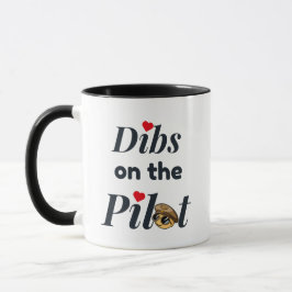 Taza Típografía "Dibs on the Pilot", divertida, aviació
